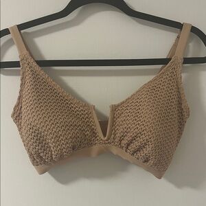 La Vie En Rose Knit V-Plunge Bralette - Beige